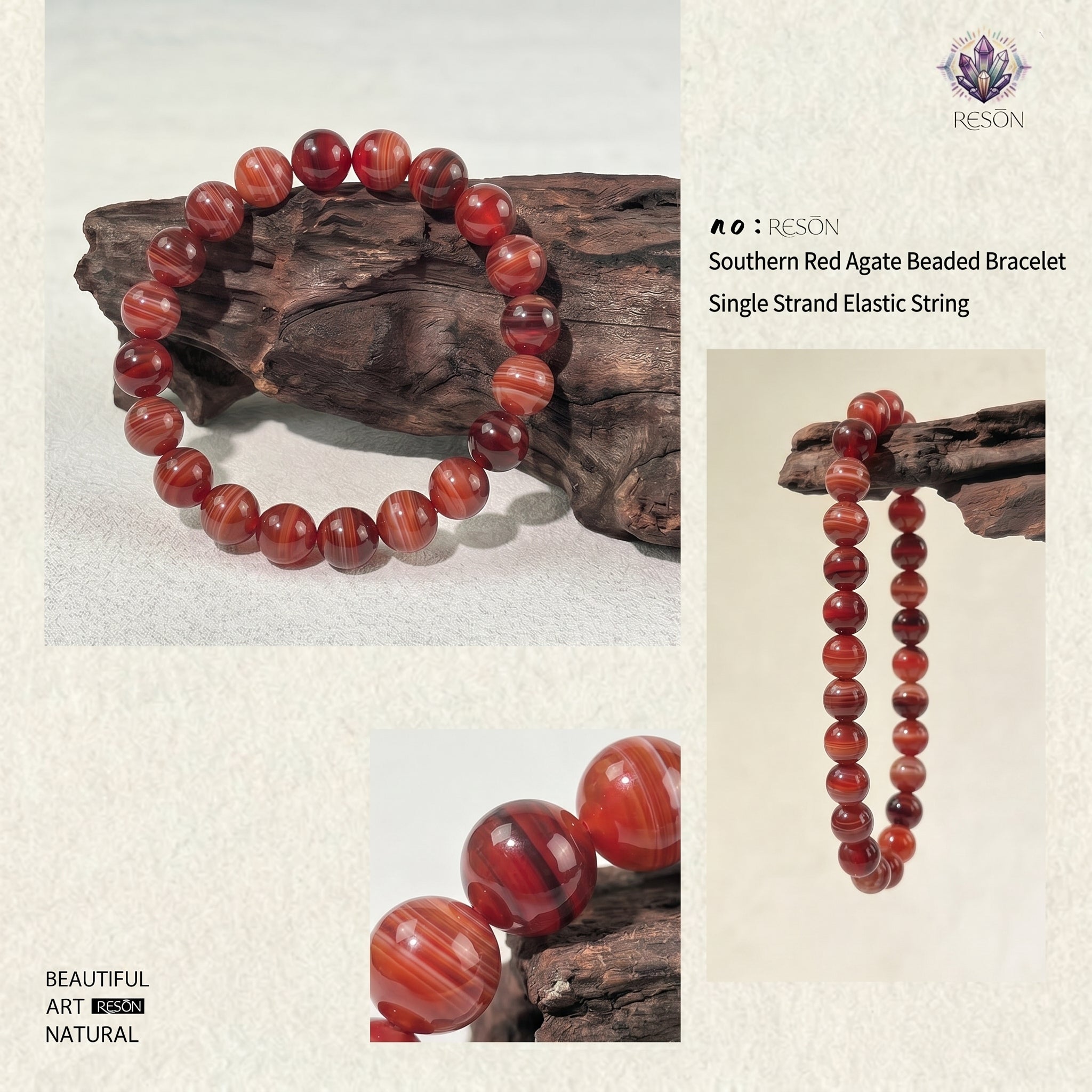 Premium Nanhong Agate Beaded Bracelet | Hand-Polished Natural Gemstone Jewelry for Elegance & Harmony