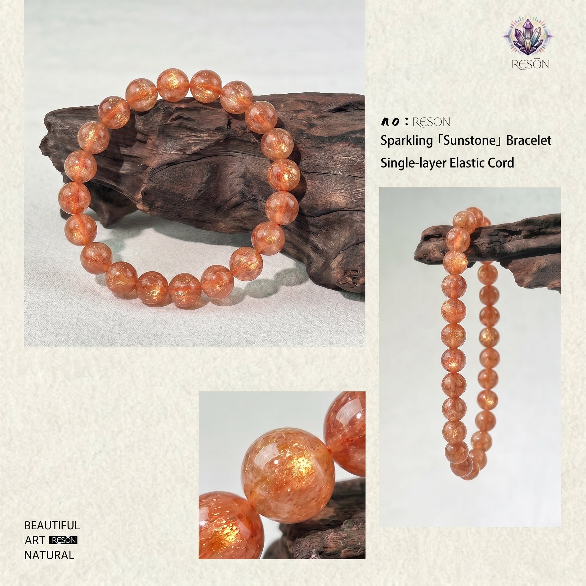 Premium Sunstone Beaded Bracelet | Hand-Polished Natural Gemstone Jewelry for Energy & Confidence