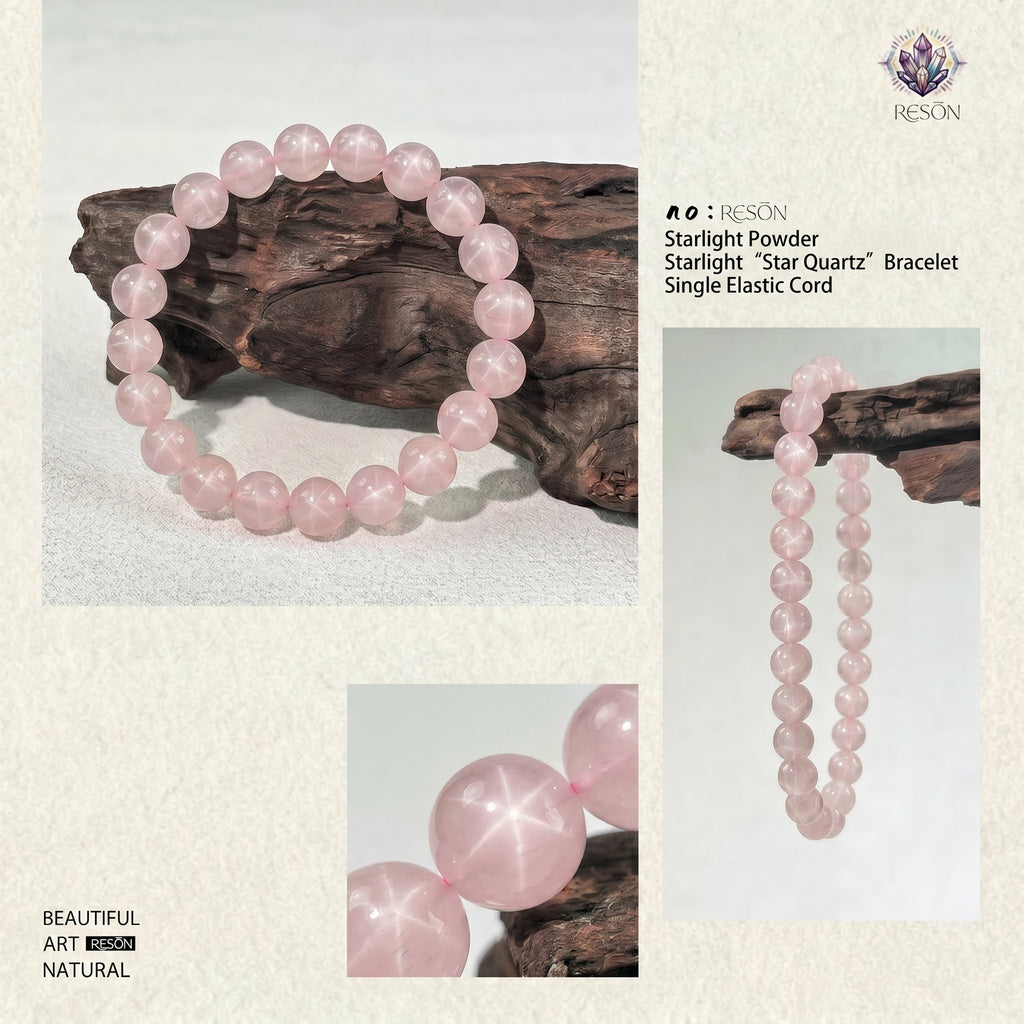 Premium Star Rose Quartz Beaded Bracelet | Hand-Polished Natural Gemstone Jewelry for Attraction & Inner Peace
