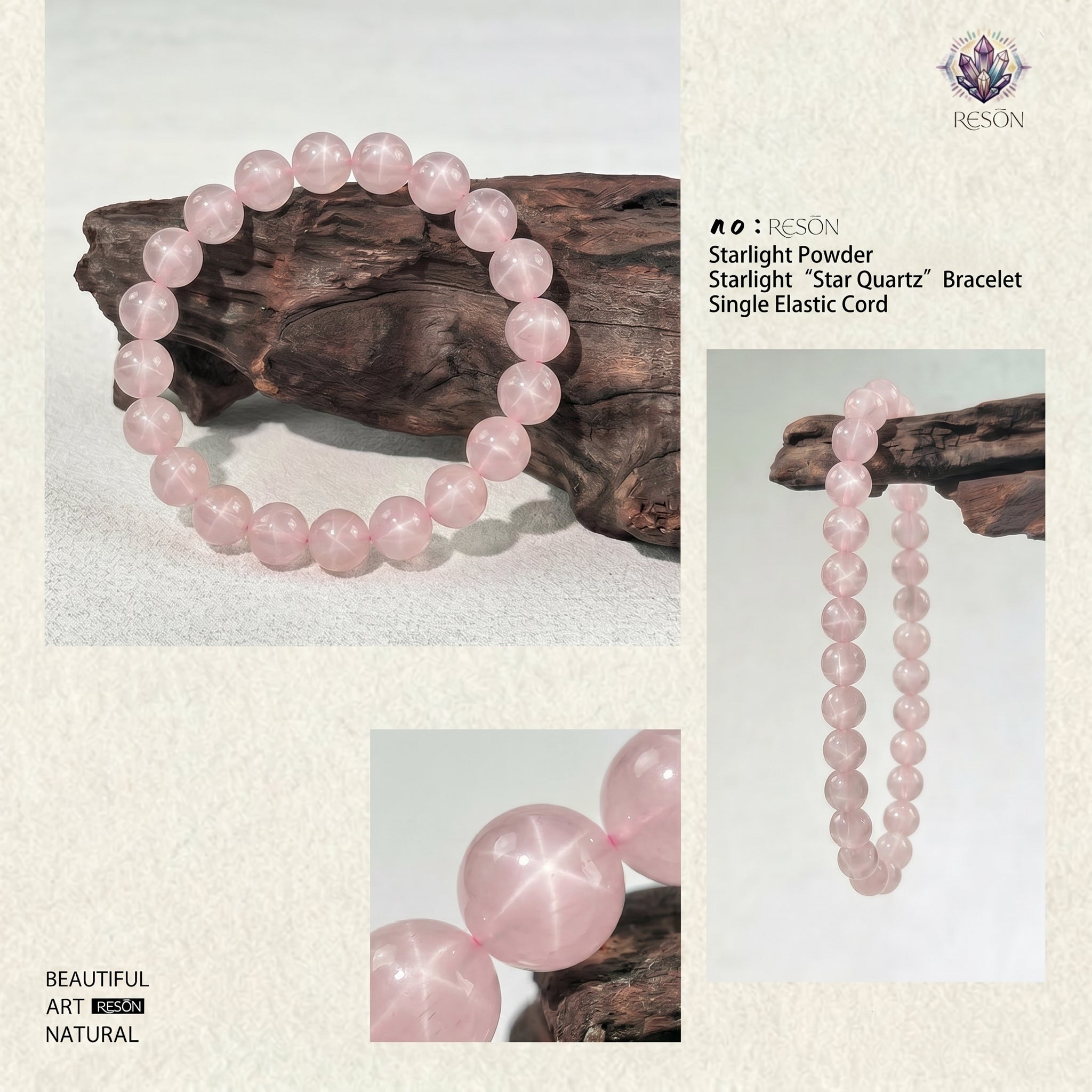 Premium Star Rose Quartz Beaded Bracelet | Hand-Polished Natural Gemstone Jewelry for Attraction & Inner Peace