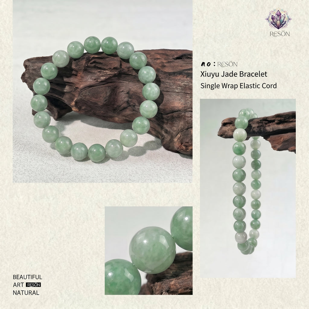 Authentic Xiuyan Jade Bracelet with Crystal Accents | The "Stone of Vitality" | Modern Boho-Chic Jewelry