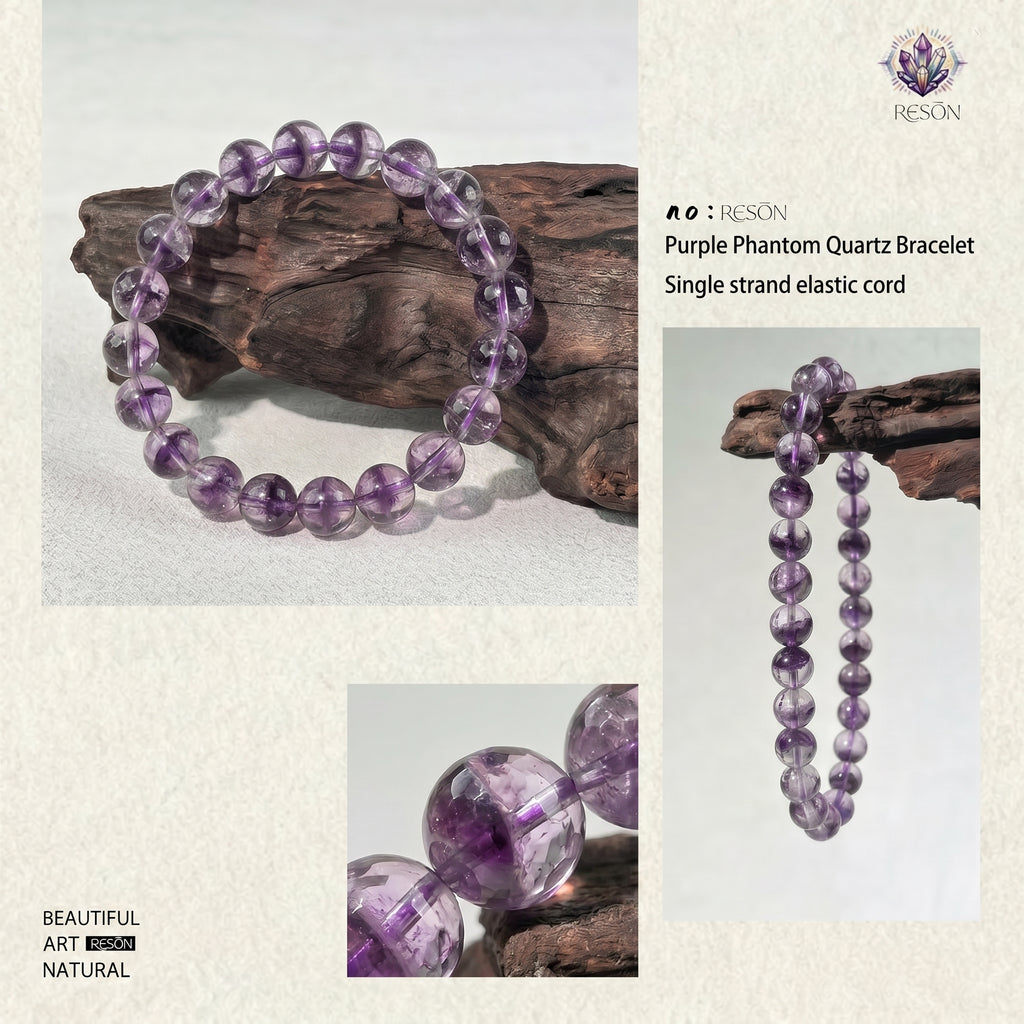 Authentic Purple Phantom Quartz Bracelet | The "Phantom Crystal" | Unique Healing Gemstone Jewelry