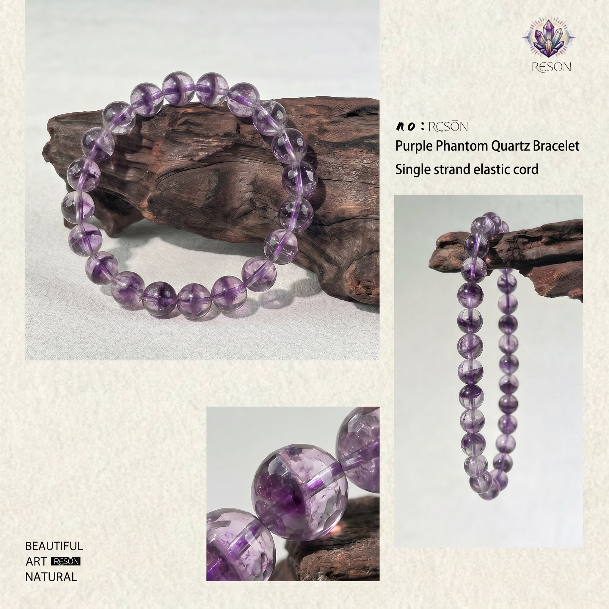 Authentic Purple Phantom Quartz Bracelet | The "Phantom Crystal" | Unique Healing Gemstone Jewelry