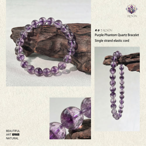 Authentic Purple Phantom Quartz Bracelet | The "Phantom Crystal" | Unique Healing Gemstone Jewelry