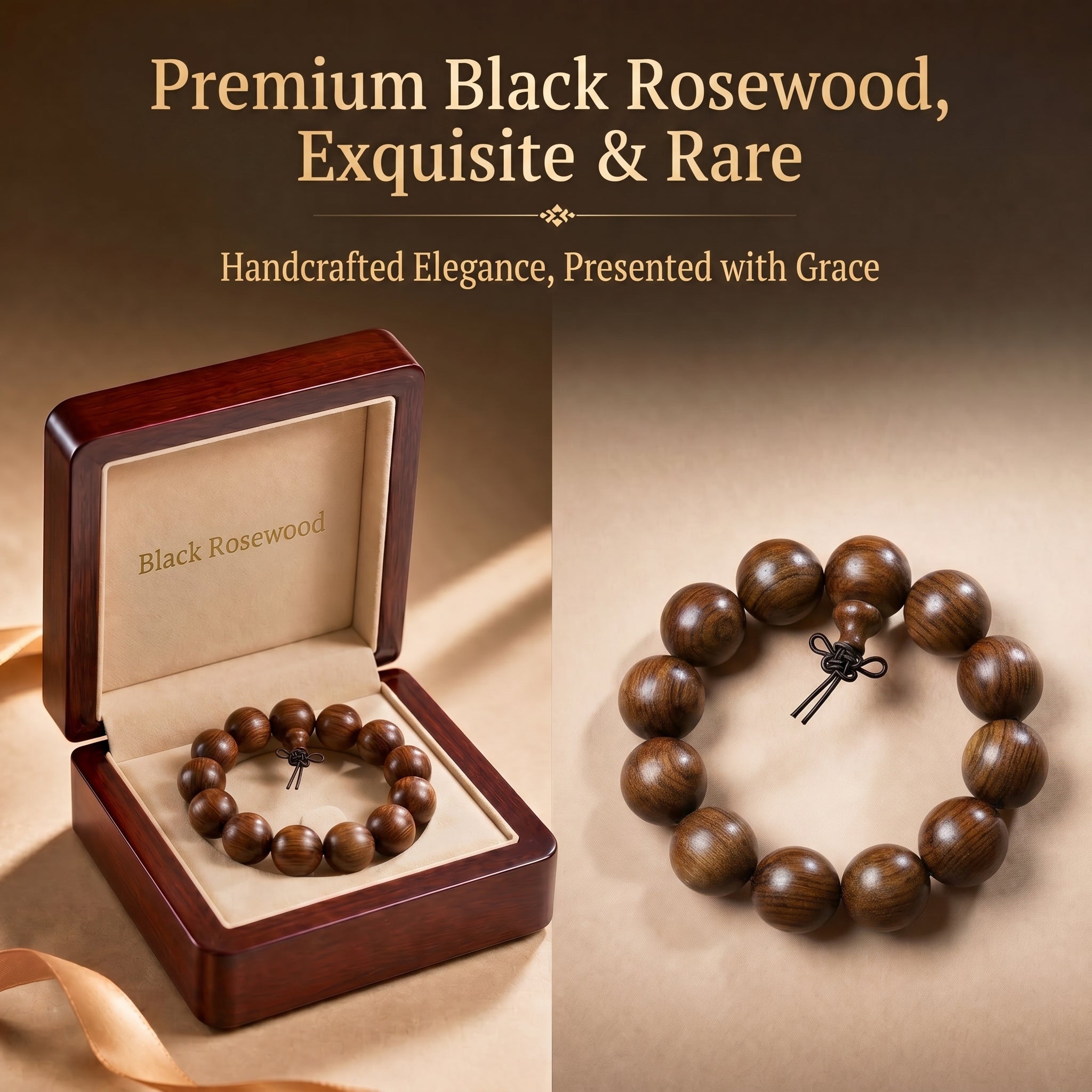 Premium Black Rosewood Beaded Bracelet | Traditional Craftsmanship for Modern Minimalist Style