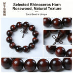 Artisan-Crafted Red Sandalwood & Horn Beaded Bracelet | Refined Oriental Heritage Jewelry