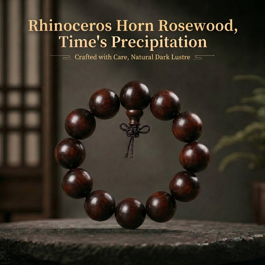 Artisan-Crafted Red Sandalwood & Horn Beaded Bracelet | Refined Oriental Heritage Jewelry