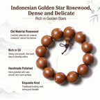 Luxury Indonesian Rosewood Beaded Bracelet | Hand-Polished Gold-Dust Grain for Refined Taste