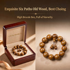Premium Six-Striped Buddhist Wood Beaded Bracelet | Hand-Polished Heritage Craftsmanship