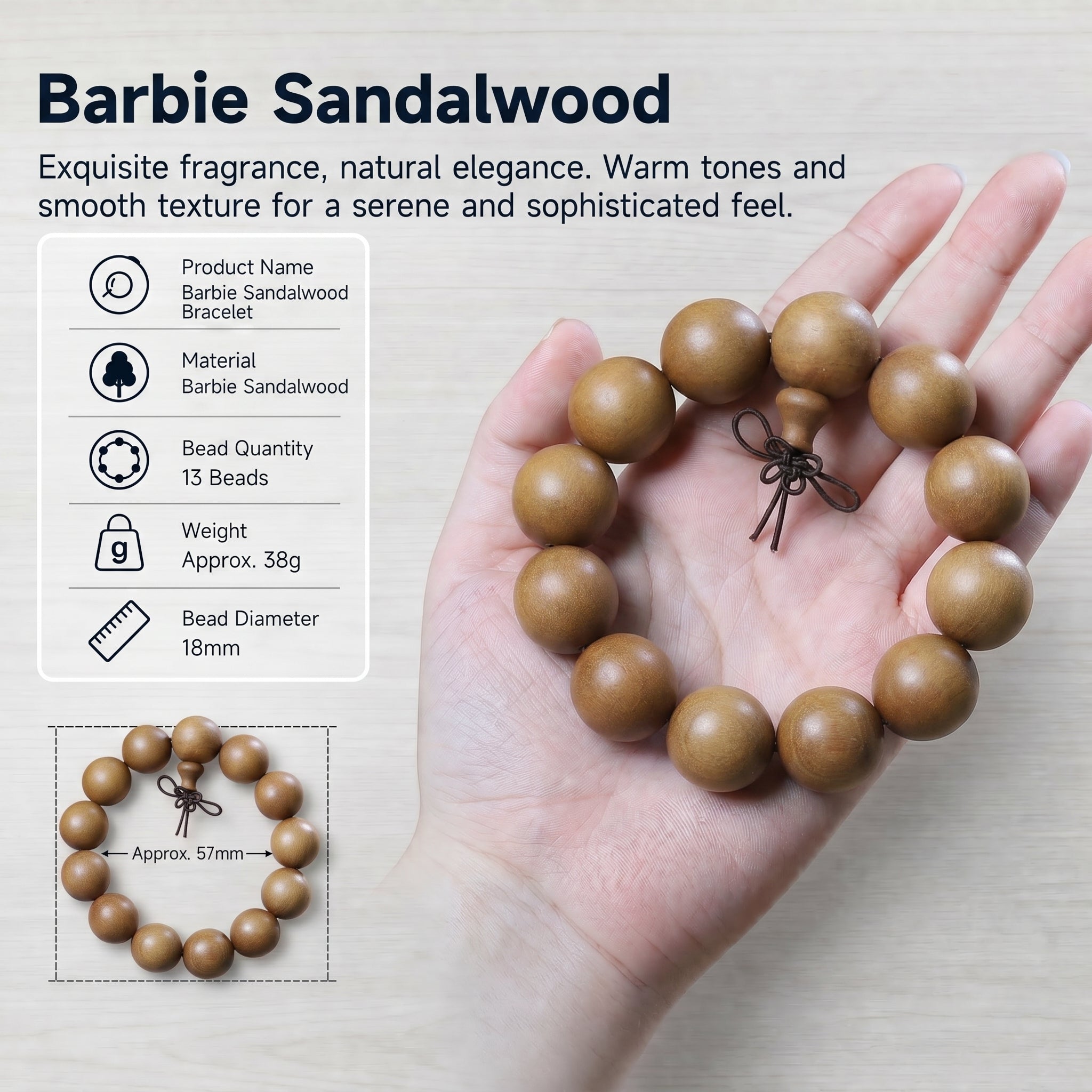 Luxury Fragrant Sandalwood Beaded Bracelet | Modern Oriental Style for Serenity