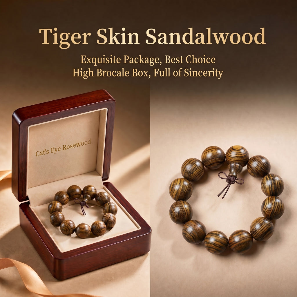 Luxury Tiger-Striped Rosewood Beaded Bracelet | Oriental Aesthetic for Refined Taste
