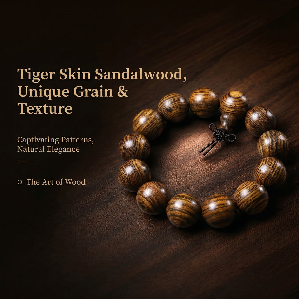 Luxury Tiger-Striped Rosewood Beaded Bracelet | Oriental Aesthetic for Refined Taste
