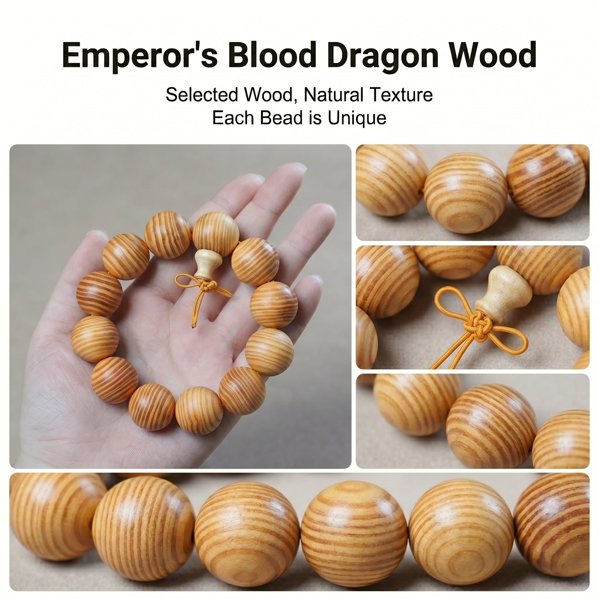 Luxury Royal Dragon Wood Beaded Bracelet | Hand-Polished Heritage Jewelry for Mindfulness
