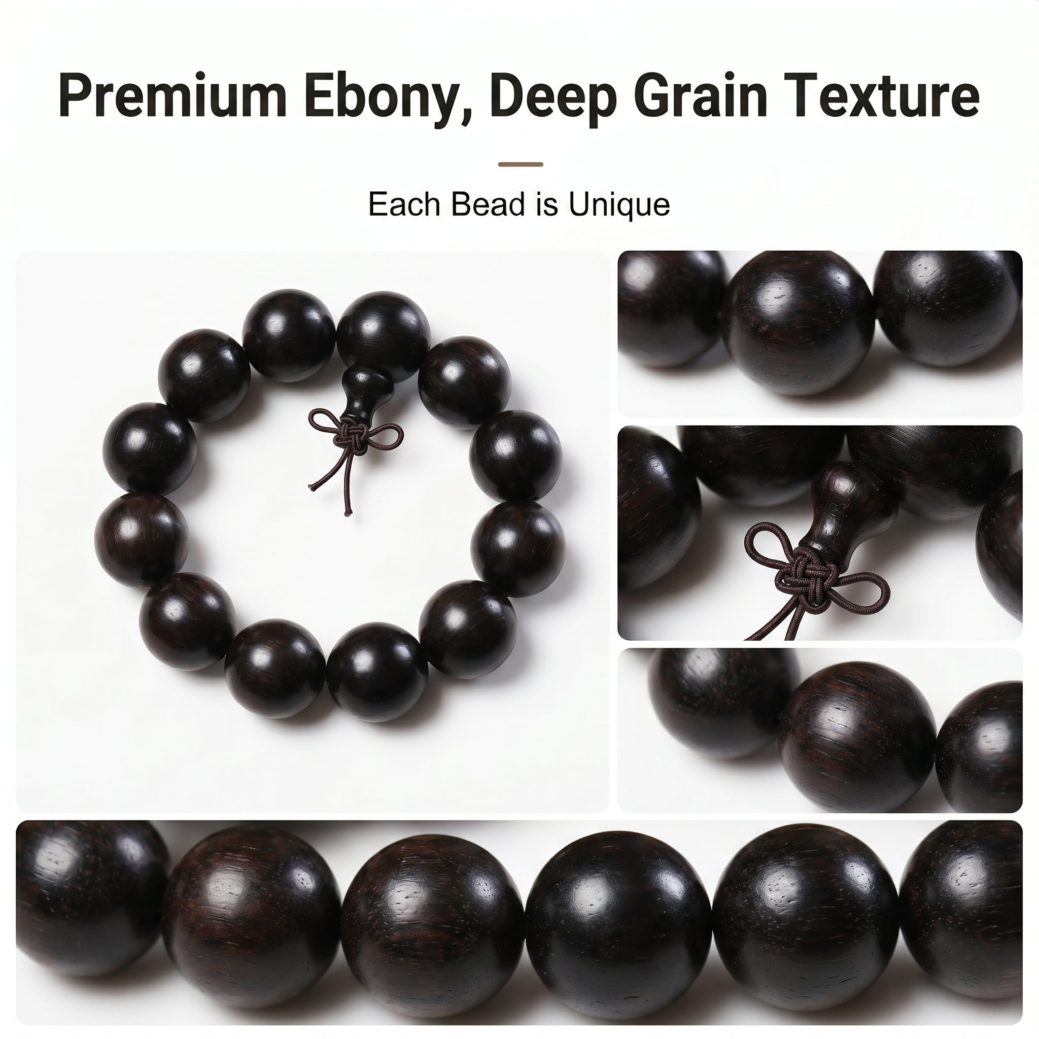 Luxury Ebony Beaded Bracelet | Minimalist Oriental Aesthetic for Refined Taste