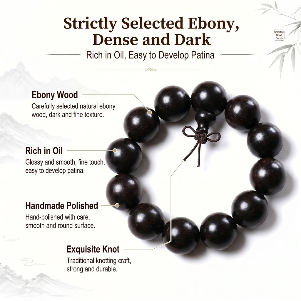 Luxury Ebony Beaded Bracelet | Minimalist Oriental Aesthetic for Refined Taste