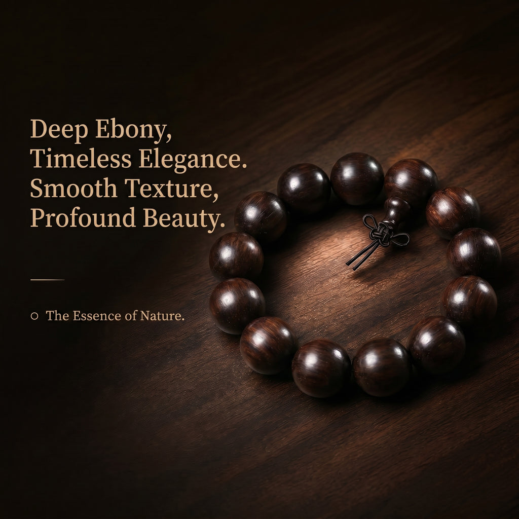 Luxury Ebony Beaded Bracelet | Minimalist Oriental Aesthetic for Refined Taste