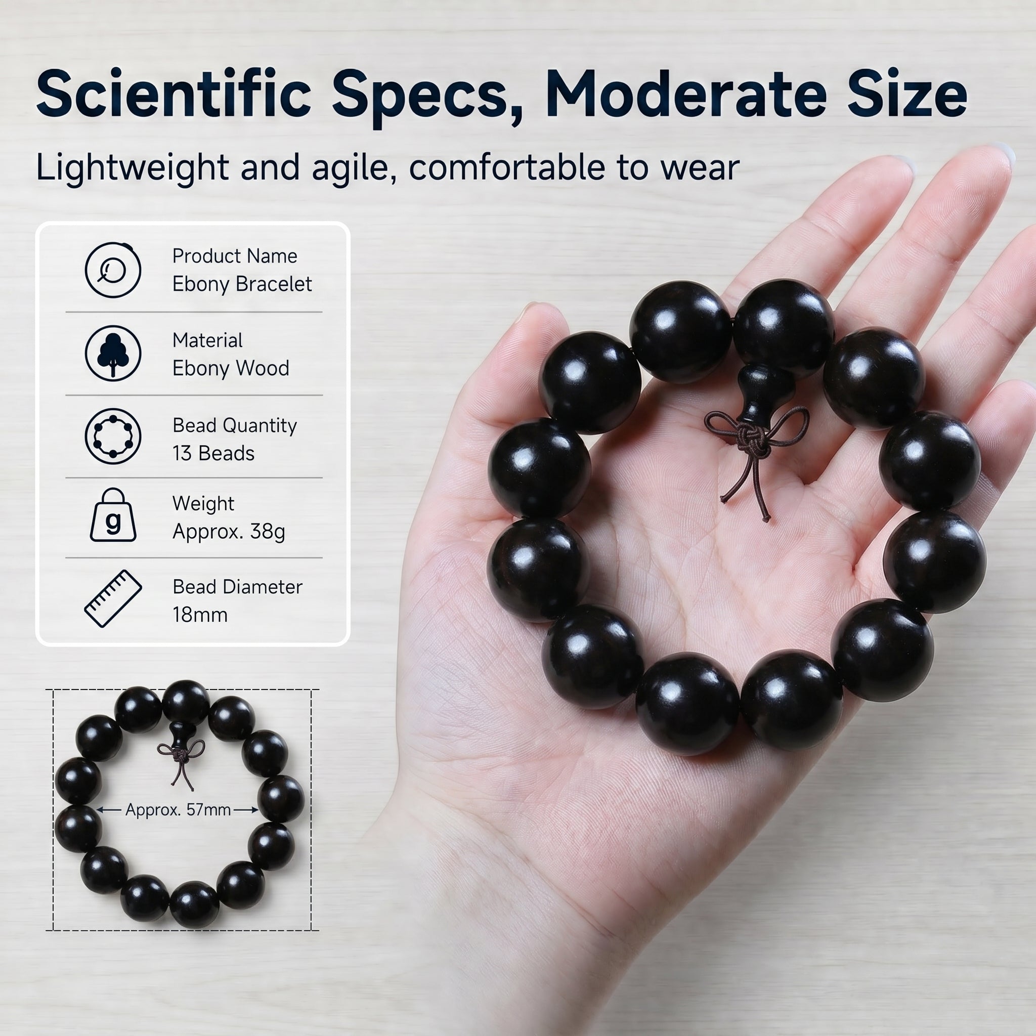 Luxury Ebony Beaded Bracelet | Minimalist Oriental Aesthetic for Refined Taste