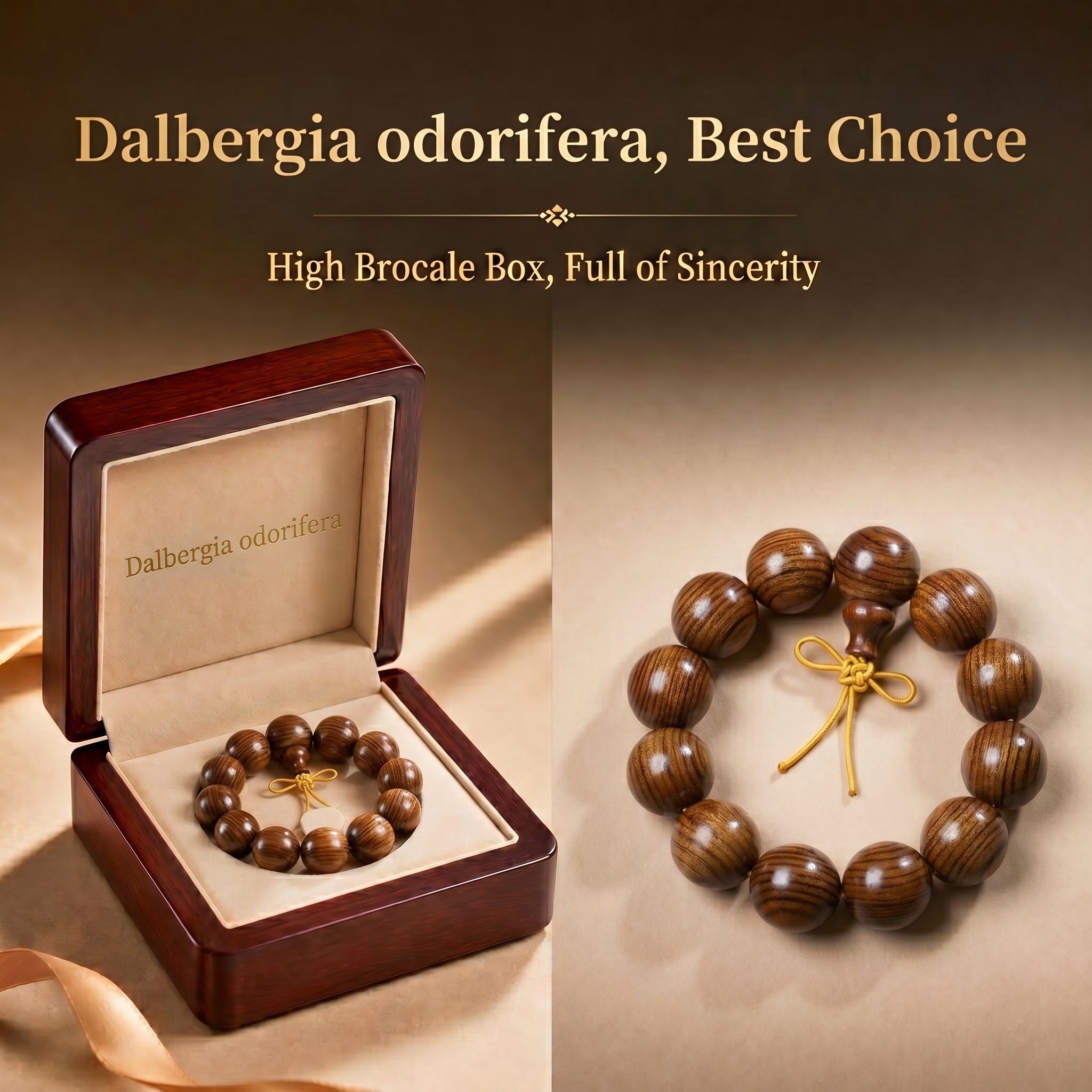 Luxury Yellow Rosewood Beaded Bracelet | Artisan-Crafted Oriental Style for Refined Taste
