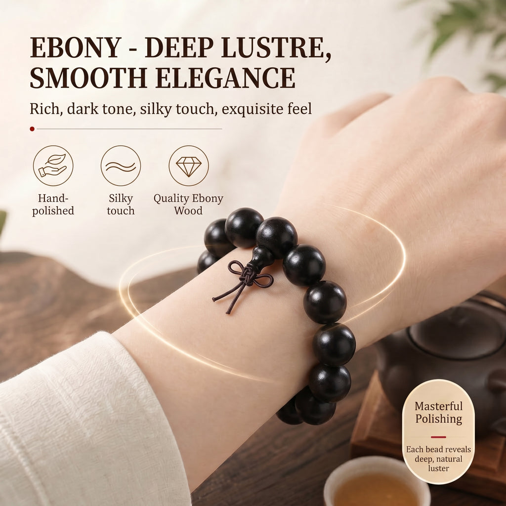 Luxury Ebony Beaded Bracelet | Minimalist Oriental Aesthetic for Refined Taste