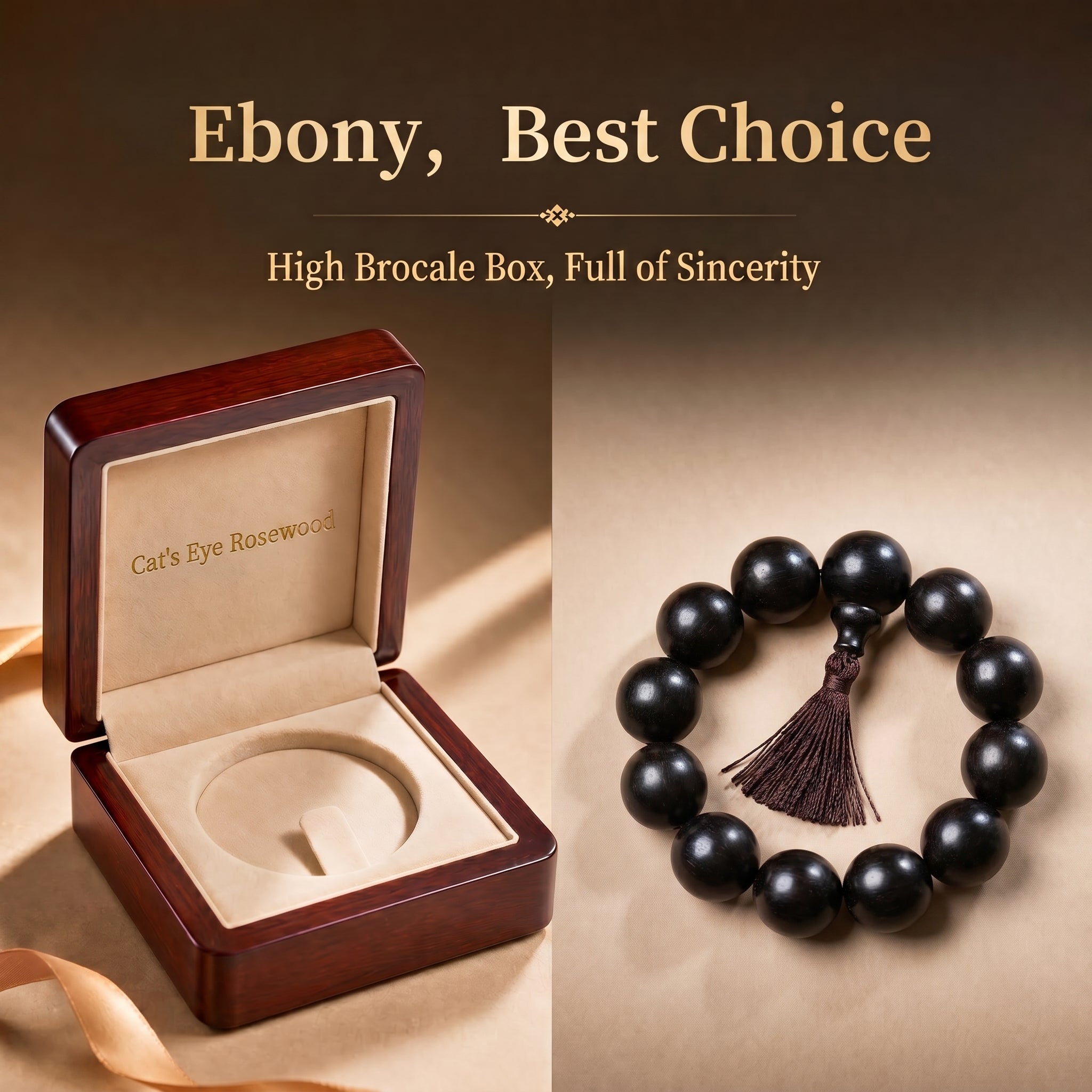 Luxury Ebony Beaded Bracelet | Minimalist Oriental Aesthetic for Refined Taste