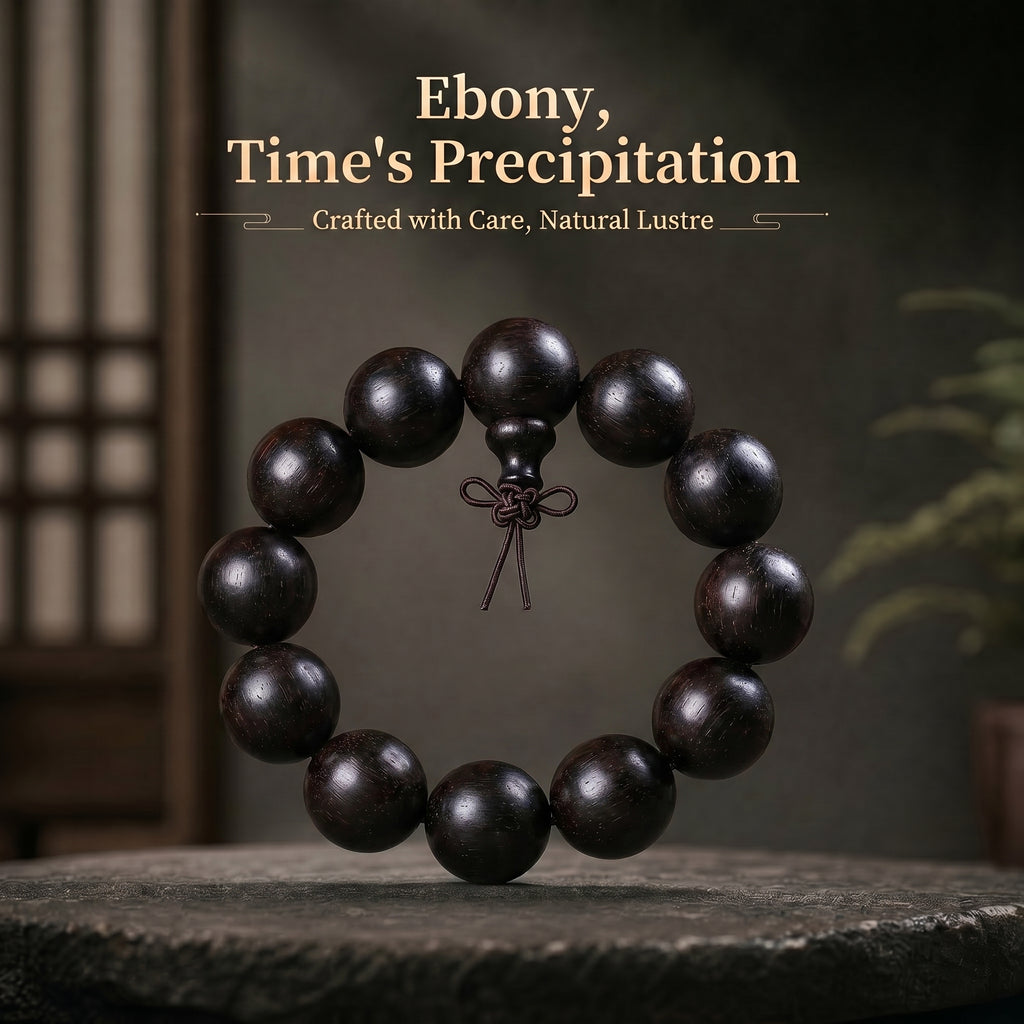 Luxury Ebony Beaded Bracelet | Minimalist Oriental Aesthetic for Refined Taste