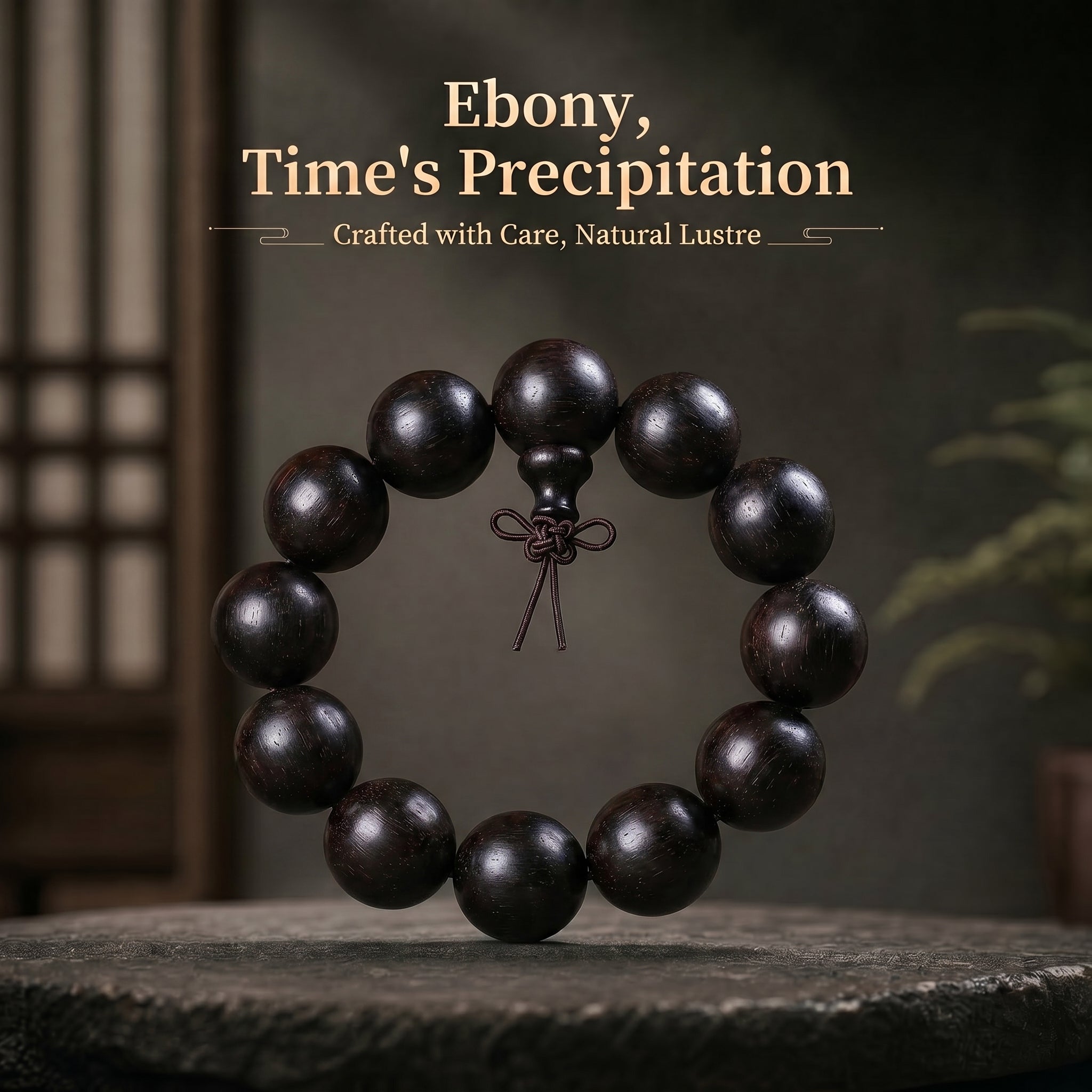 Luxury Ebony Beaded Bracelet | Minimalist Oriental Aesthetic for Refined Taste