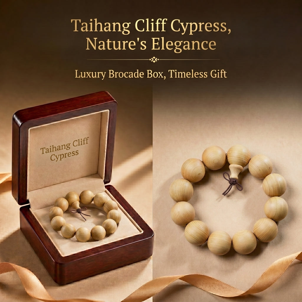 Luxury Ancient Cliff Cypress Beaded Bracelet | Rare Aromatic Wood for Mindfulness & Style
