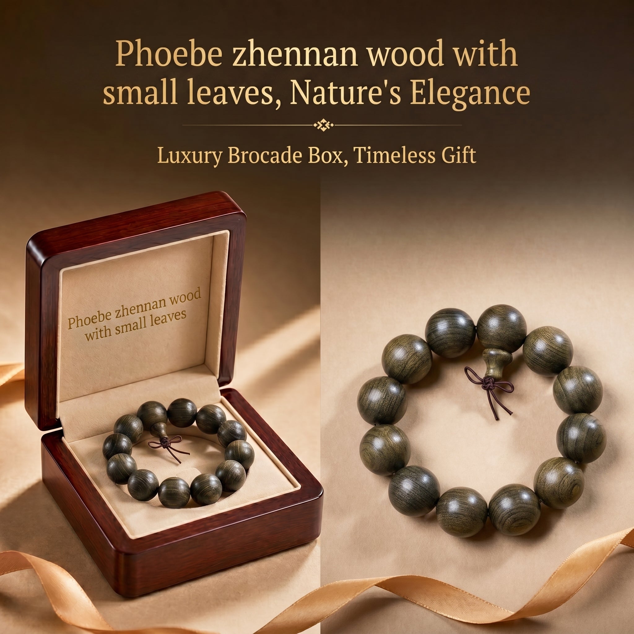 Luxury Ancient Phoebe Beaded Bracelet | Hand-Polished Millennium-Aged Wood for Serenity & Mindfulness
