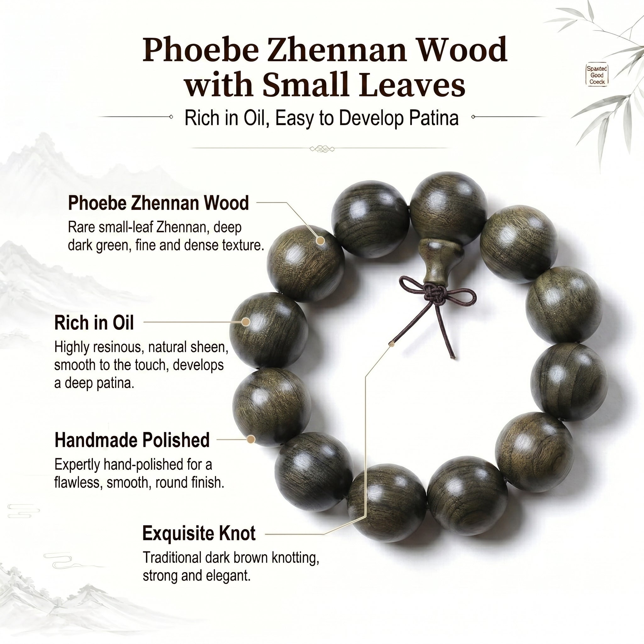 Luxury Ancient Phoebe Beaded Bracelet | Hand-Polished Millennium-Aged Wood for Serenity & Mindfulness