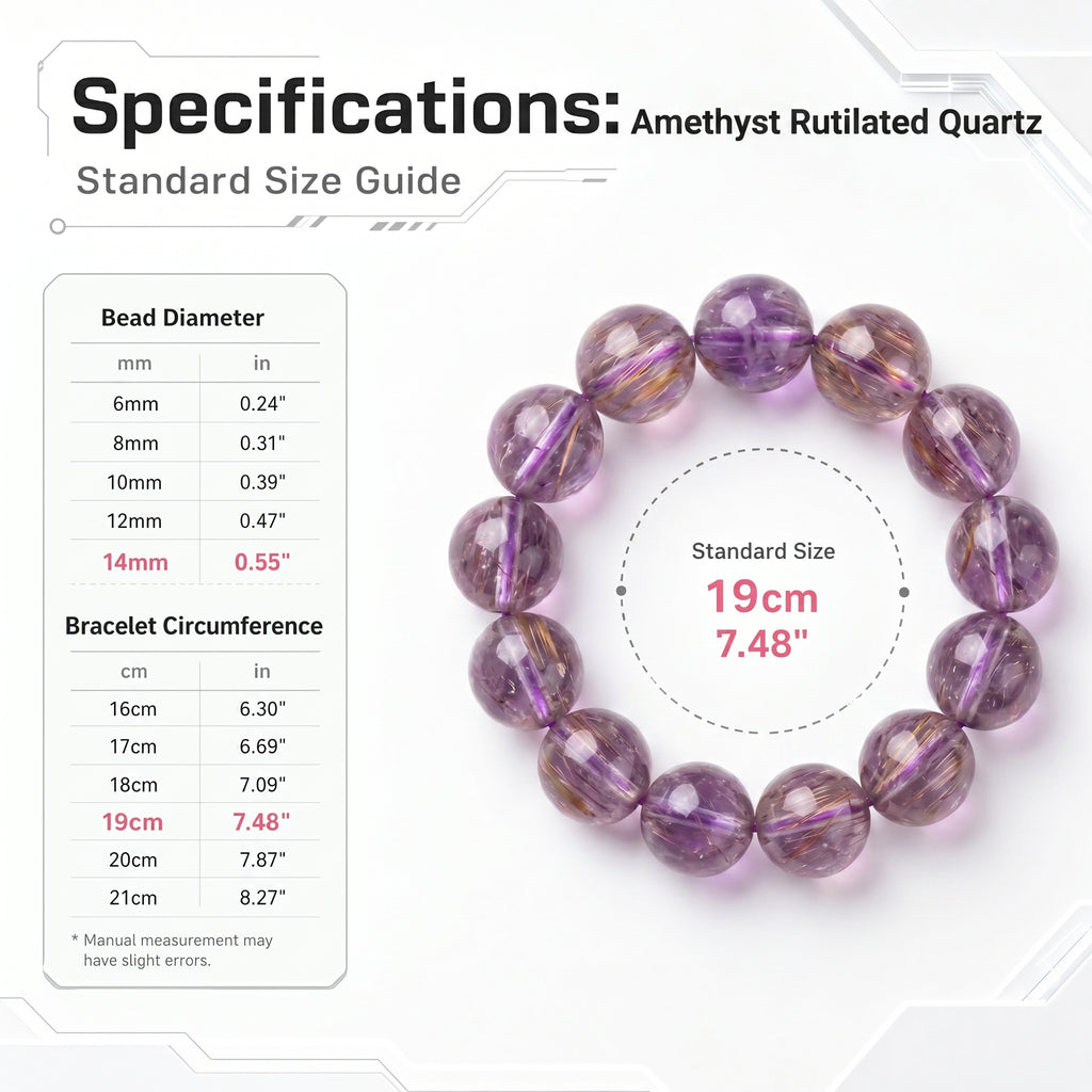 Authentic Purple Rutilated Quartz Bracelet | The "Stone of Prosperity" | Unique Healing Crystal Jewelry
