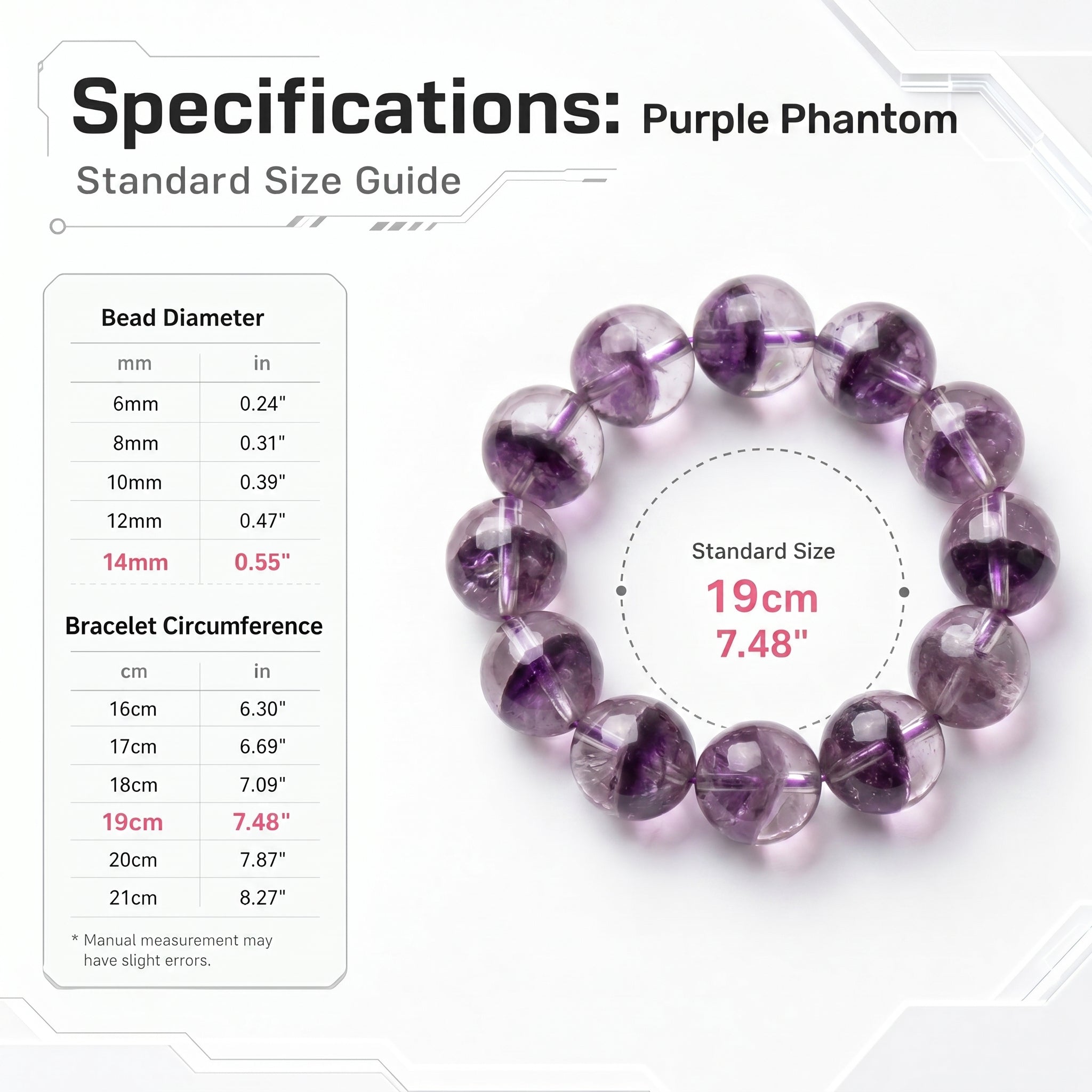 Authentic Purple Phantom Quartz Bracelet | The "Phantom Crystal" | Unique Healing Gemstone Jewelry