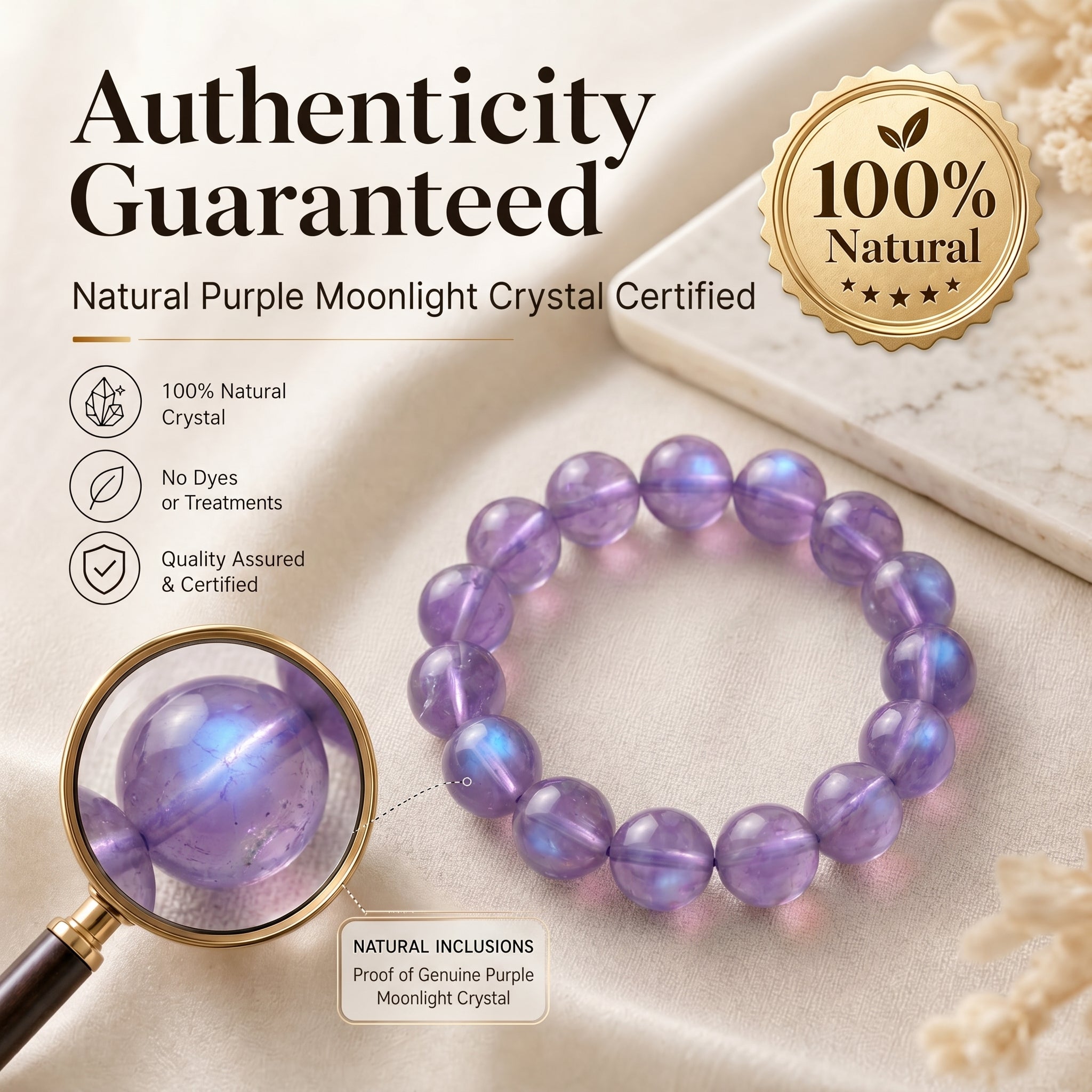 Authentic Amethyst Bracelet with Moonlight Glow | The "Stone of Spirituality" | Unique Healing Crystal Jewelry