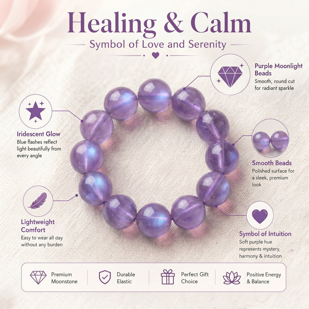 Authentic Amethyst Bracelet with Moonlight Glow | The "Stone of Spirituality" | Unique Healing Crystal Jewelry