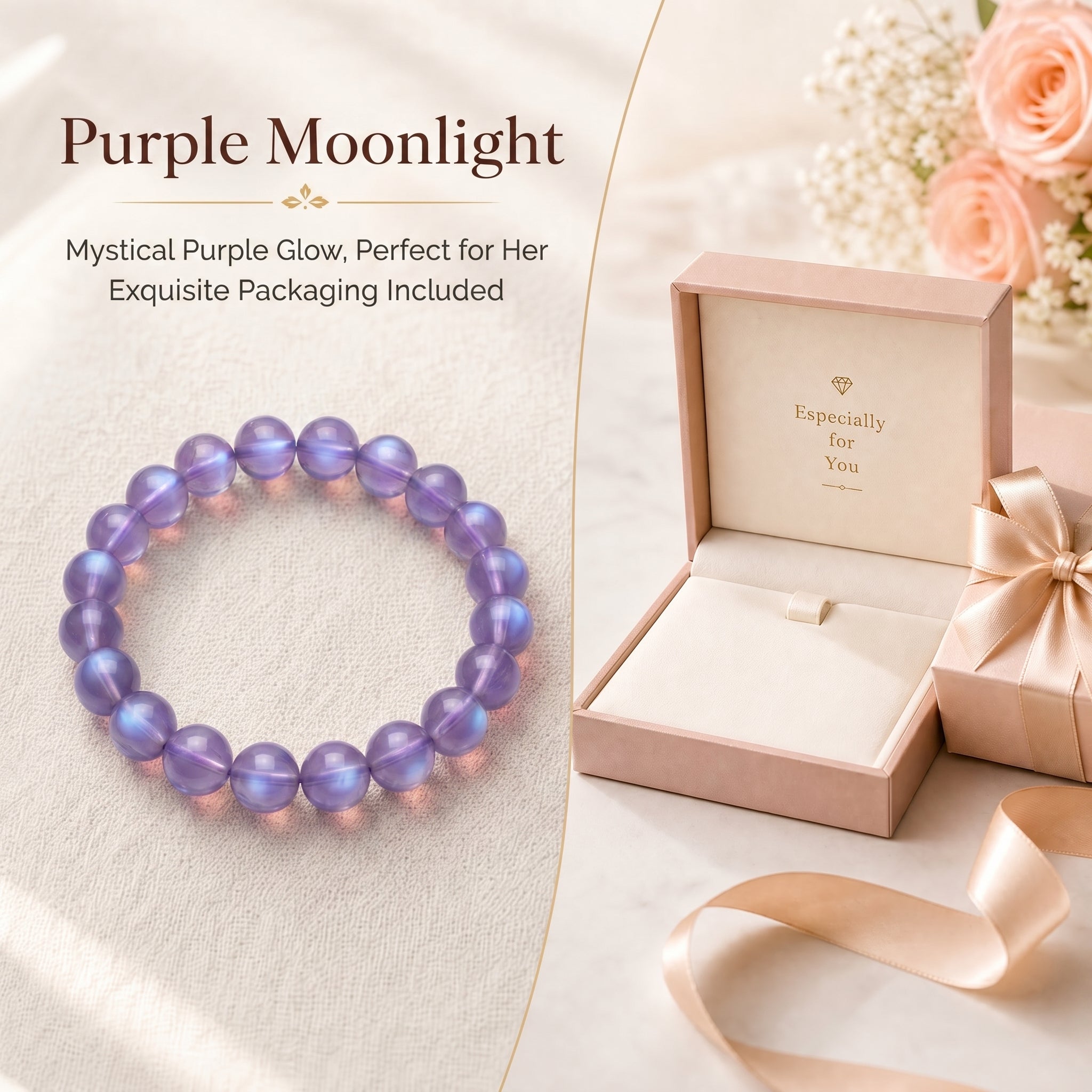 Authentic Amethyst Bracelet with Moonlight Glow | The "Stone of Spirituality" | Unique Healing Crystal Jewelry