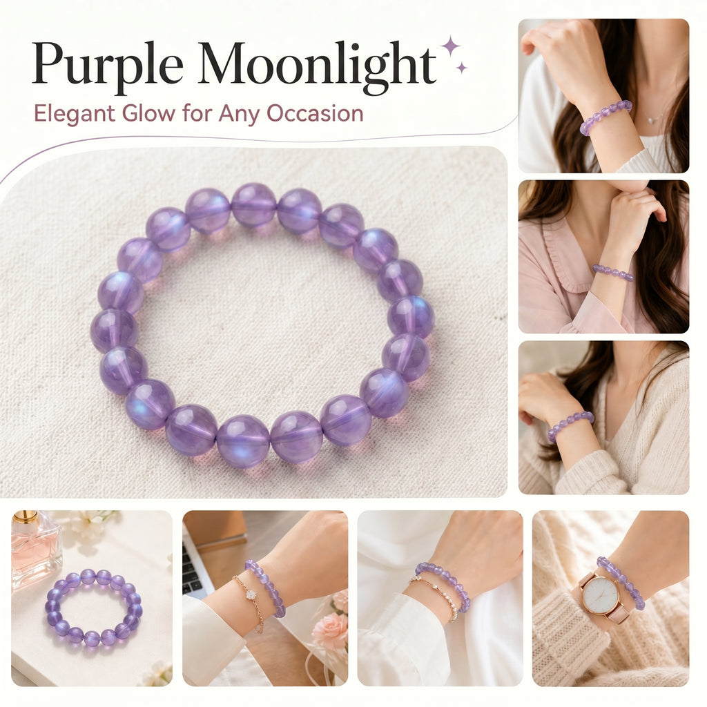 Authentic Amethyst Bracelet with Moonlight Glow | The "Stone of Spirituality" | Unique Healing Crystal Jewelry