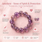 Authentic Purple Rutilated Quartz Bracelet | The "Stone of Prosperity" | Unique Healing Crystal Jewelry