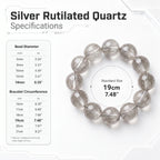 Premium Silver Rutilated Quartz Beaded Bracelet | Hand-Polished Natural Gemstone Jewelry for Wisdom & Confidence