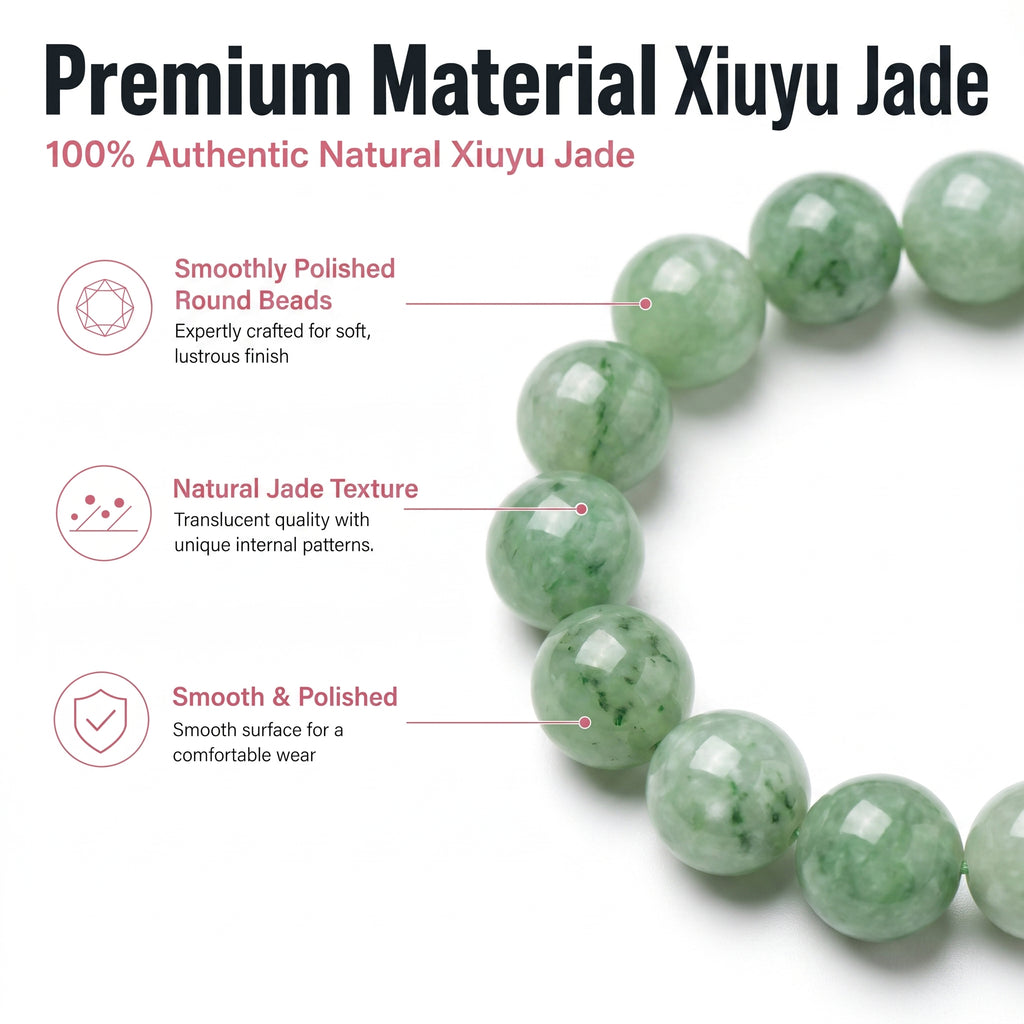 Authentic Xiuyan Jade Bracelet with Crystal Accents | The "Stone of Vitality" | Modern Boho-Chic Jewelry