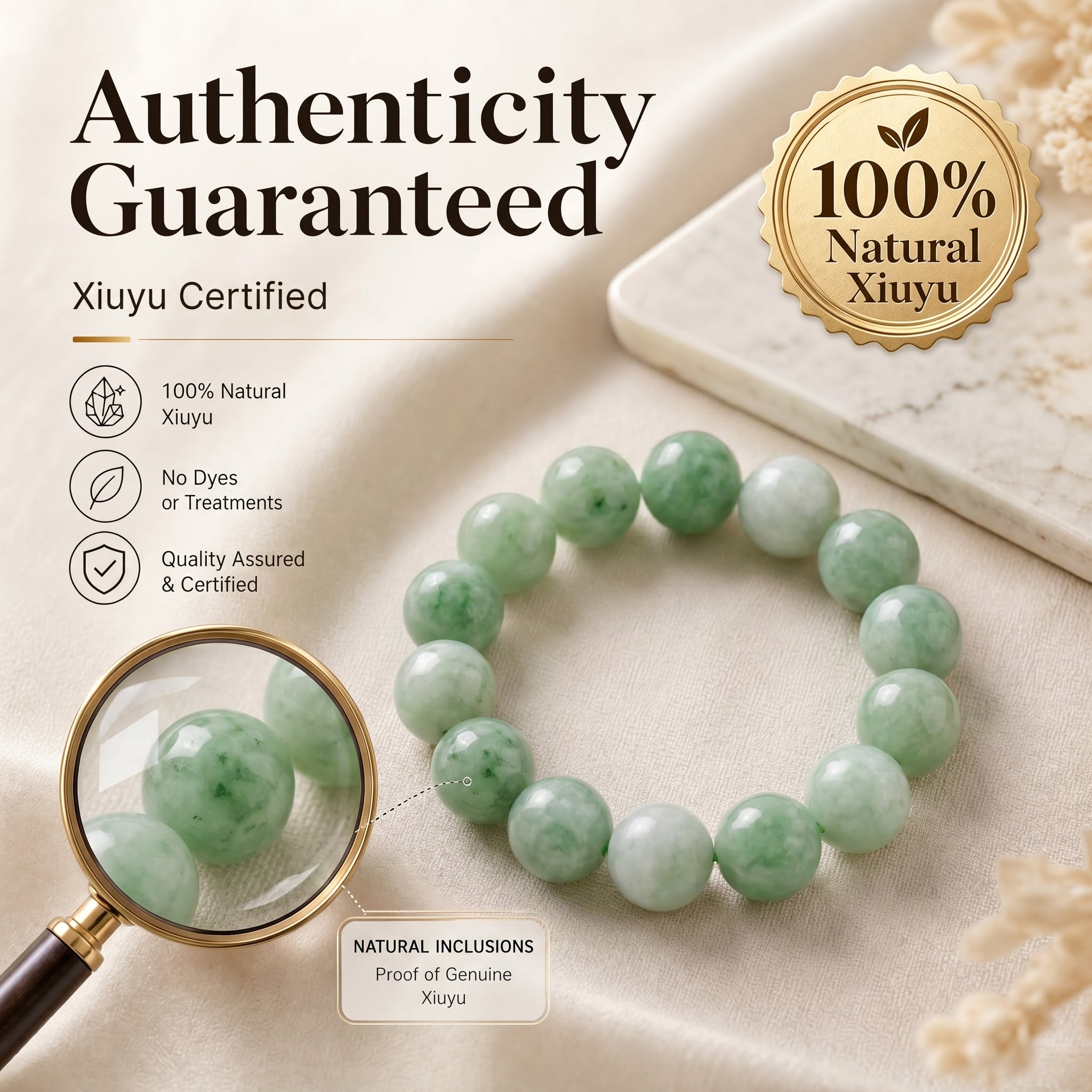 Authentic Xiuyan Jade Bracelet with Crystal Accents | The "Stone of Vitality" | Modern Boho-Chic Jewelry