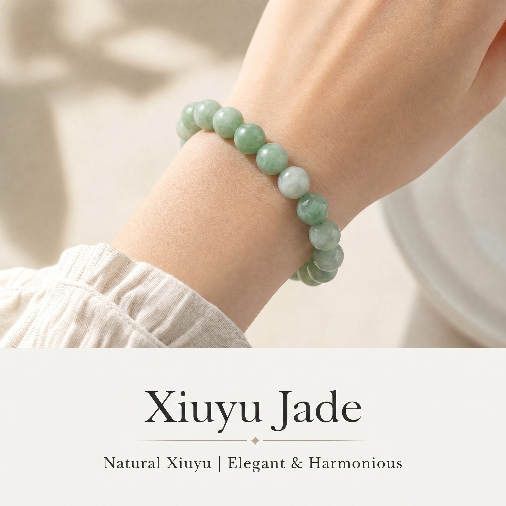 Authentic Xiuyan Jade Bracelet with Crystal Accents | The "Stone of Vitality" | Modern Boho-Chic Jewelry