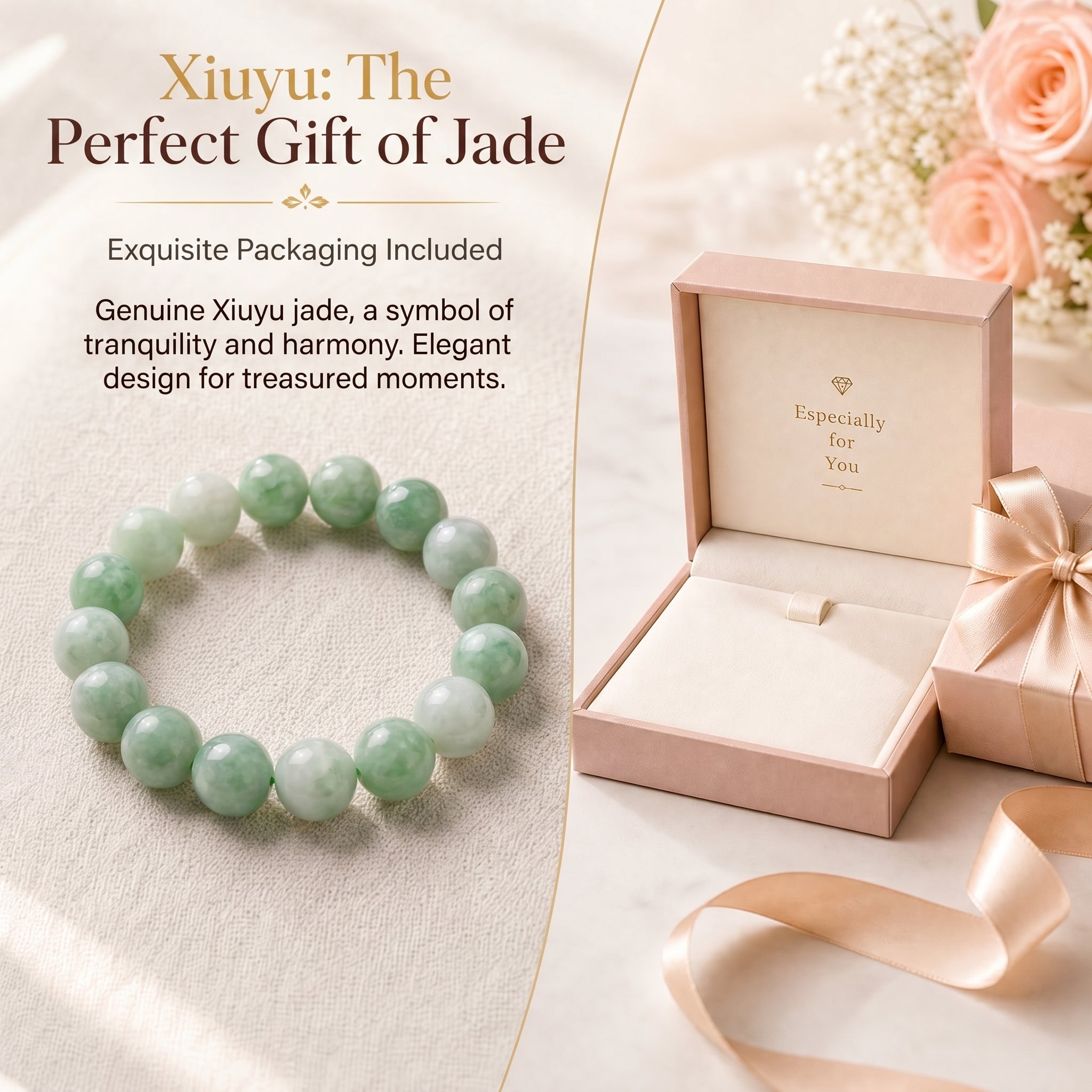 Authentic Xiuyan Jade Bracelet with Crystal Accents | The "Stone of Vitality" | Modern Boho-Chic Jewelry