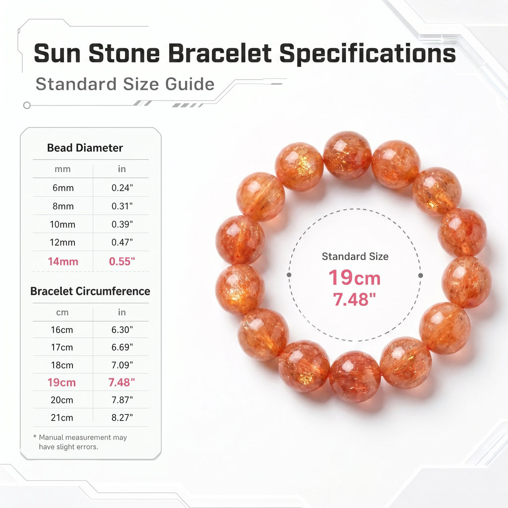 Premium Sunstone Beaded Bracelet | Hand-Polished Natural Gemstone Jewelry for Energy & Confidence