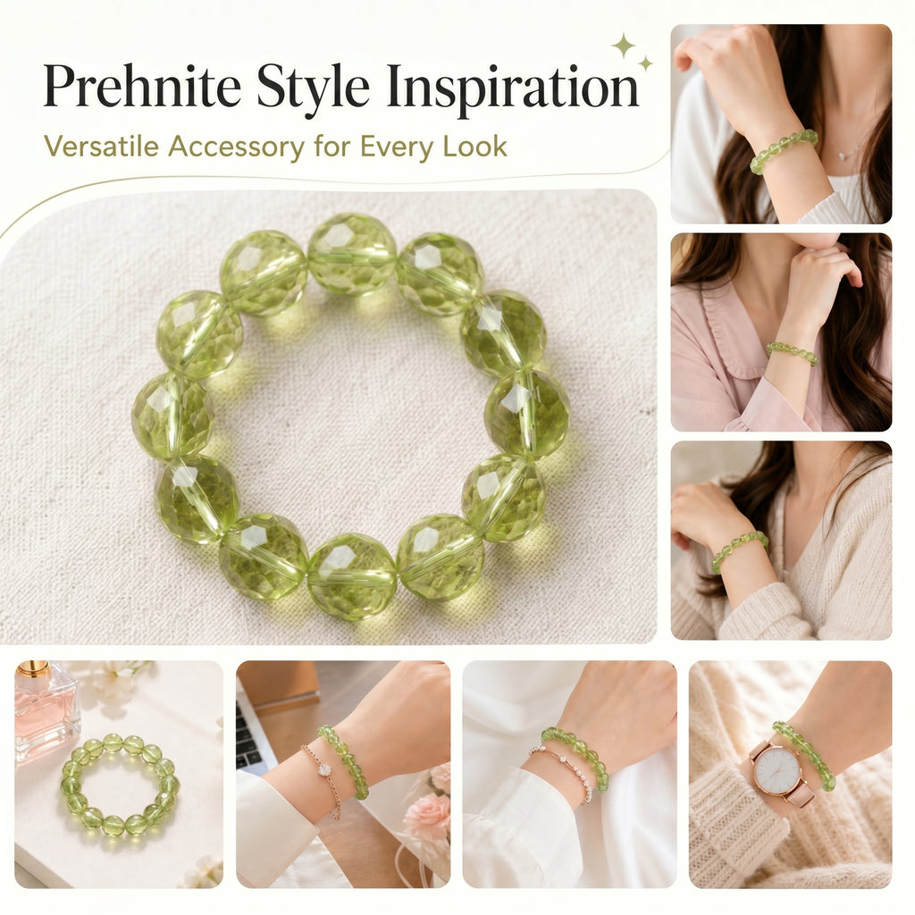 Authentic Prehnite Crystal Bracelet | The "Stone of Prophecy" | Unique Healing Gemstone Jewelry