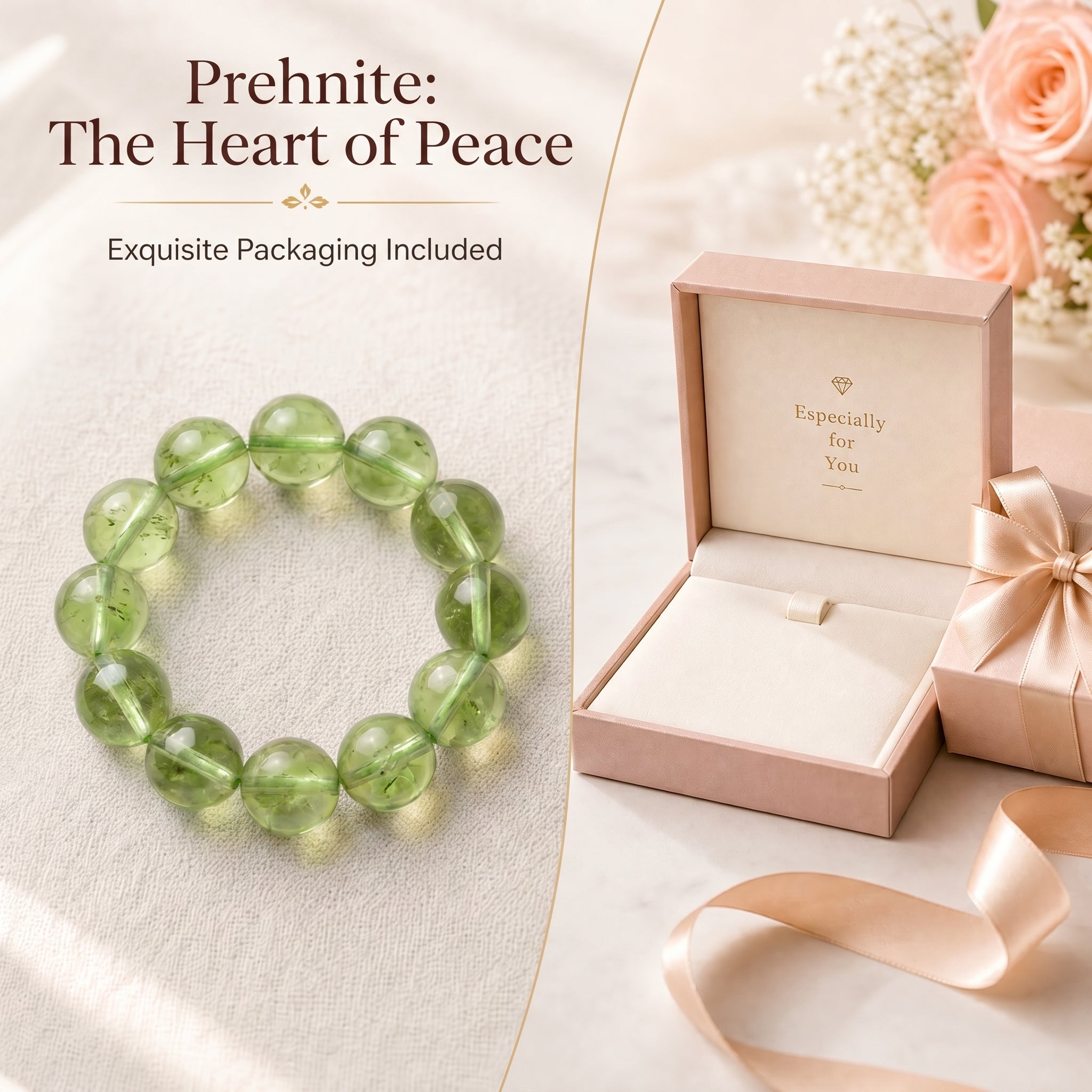 Authentic Prehnite Crystal Bracelet | The "Stone of Prophecy" | Unique Healing Gemstone Jewelry