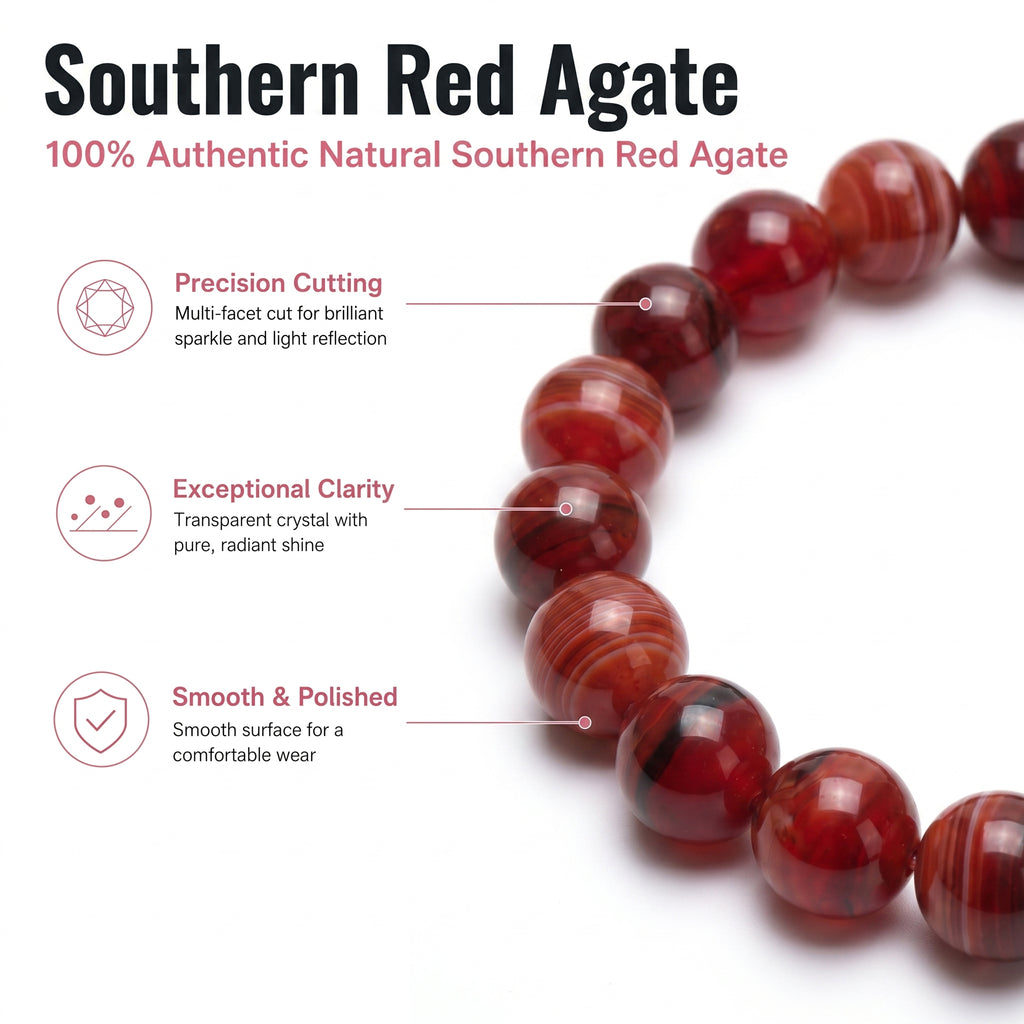 Premium Nanhong Agate Beaded Bracelet | Hand-Polished Natural Gemstone Jewelry for Elegance & Harmony