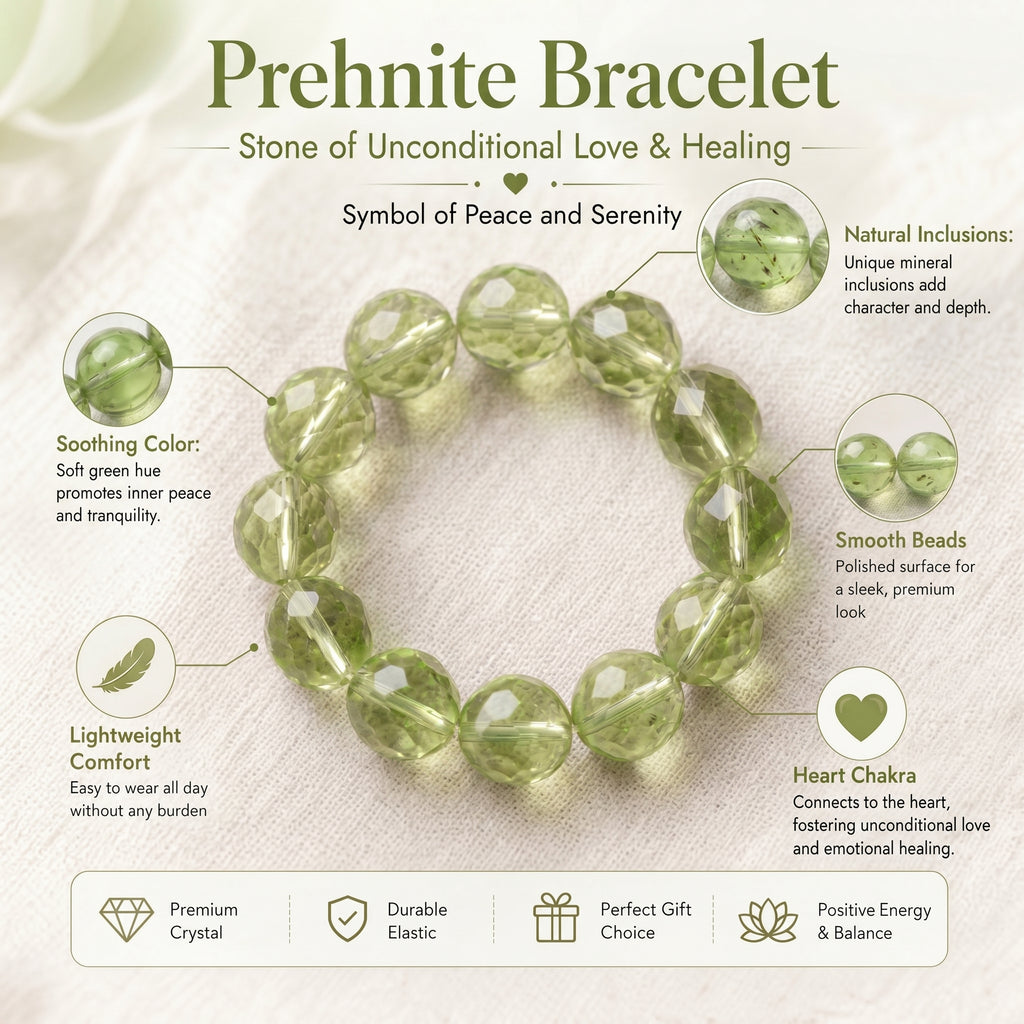 Authentic Prehnite Crystal Bracelet | The "Stone of Prophecy" | Unique Healing Gemstone Jewelry