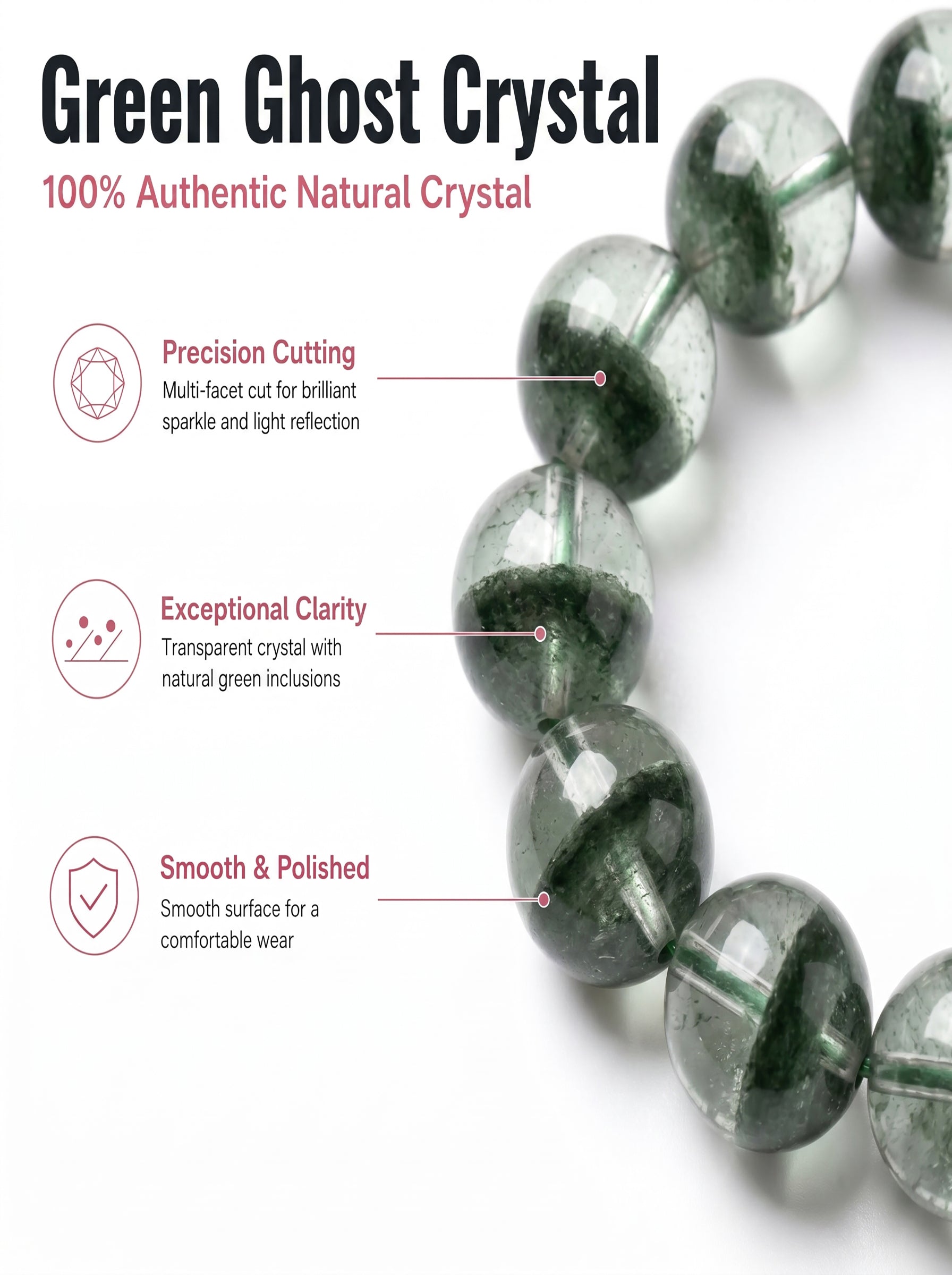 Authentic Green Phantom Quartz Bracelet | The "Money Magnet" | Unique Healing Crystal Jewelry