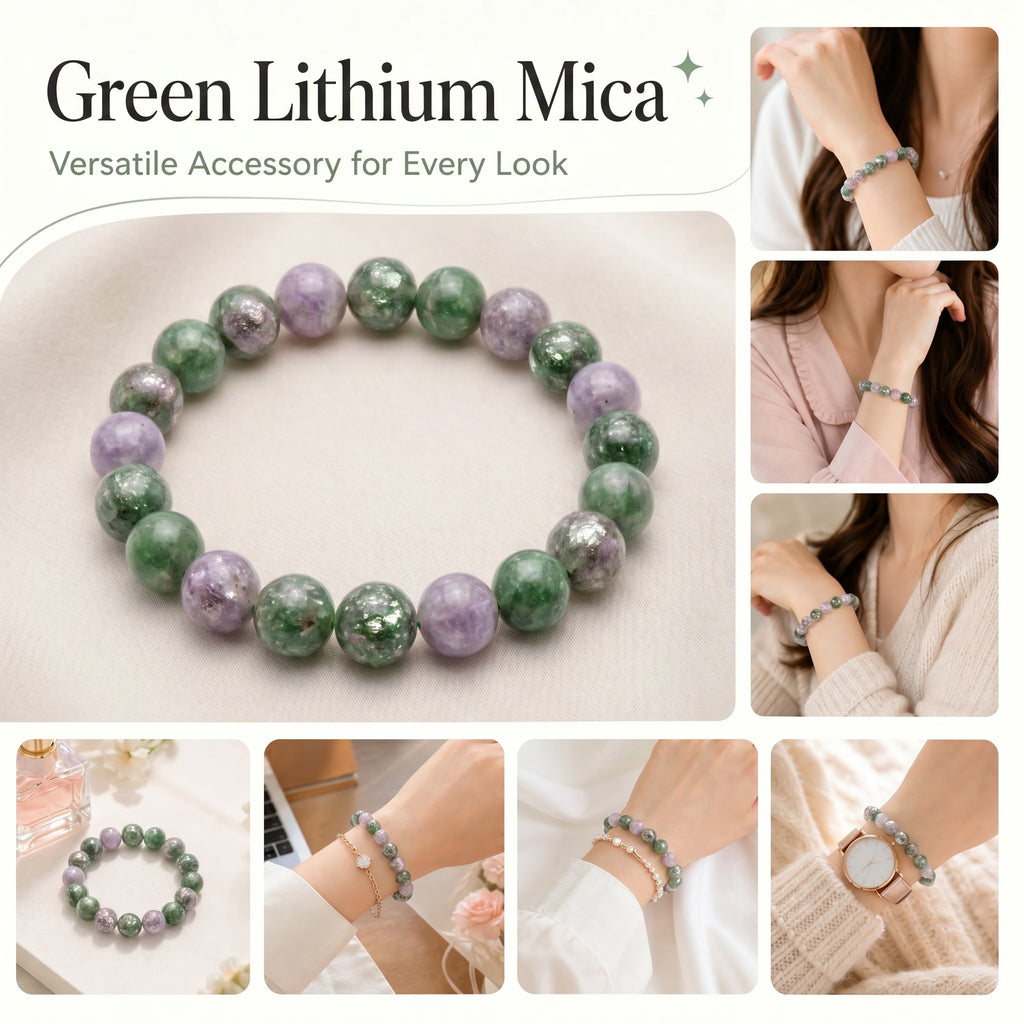 Authentic Green Lepidolite Bracelet | The "Stone of Serenity" | Unique Healing Crystal Jewelry