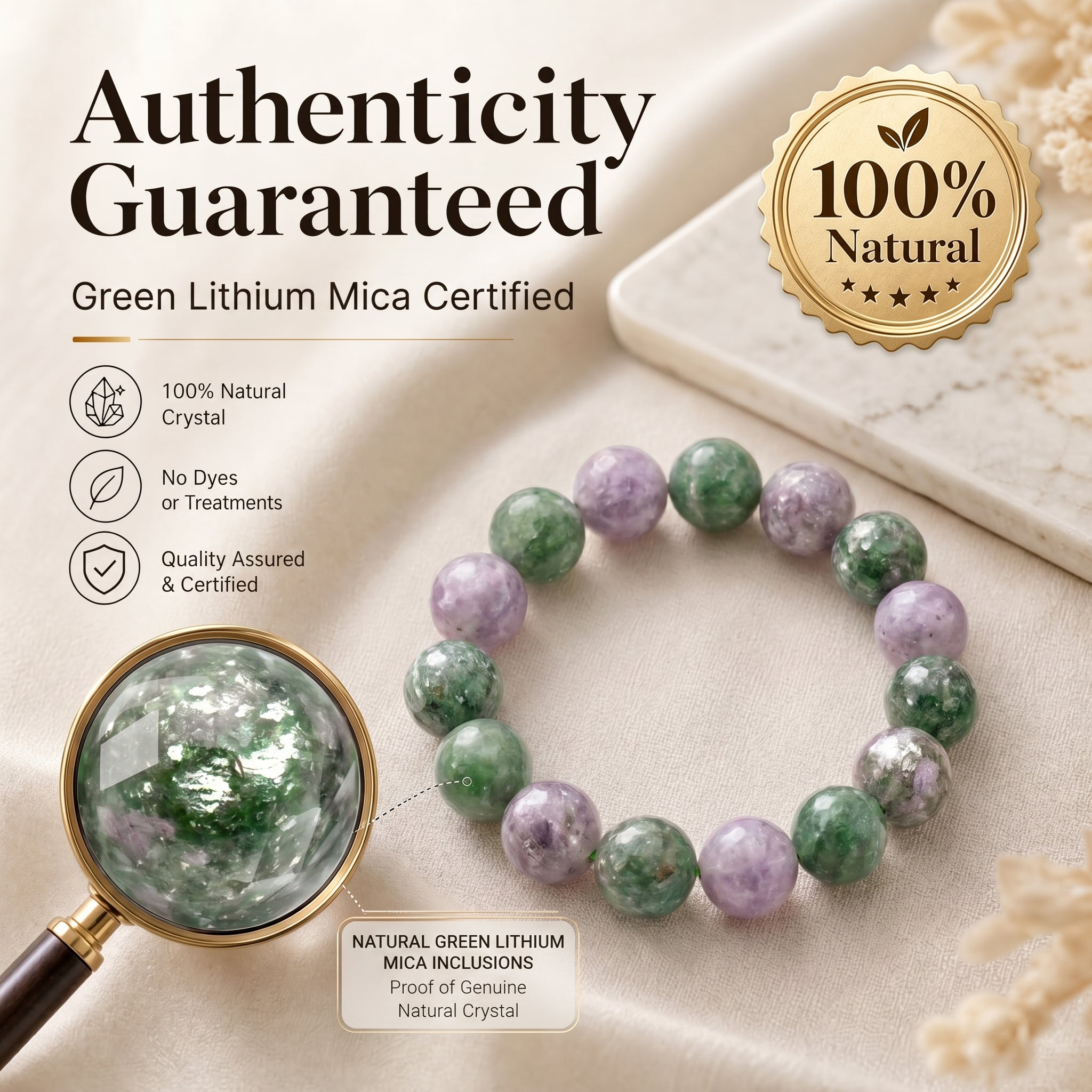 Authentic Green Lepidolite Bracelet | The "Stone of Serenity" | Unique Healing Crystal Jewelry
