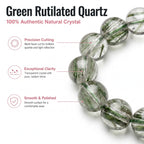 Premium Green Rutilated Quartz Beaded Bracelet | Hand-Polished Natural Gemstone Jewelry for Abundance